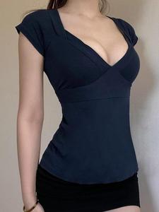 Women's Plain Breathable Tee, Basic Casual Minimalist Short Sleeve Slim Fit T-shirt, Ladies Summer Clothes for Daily Wear, Top, Womenswear, Cotton T Shirt