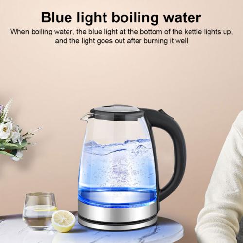 1.8L ELECTRIC KETTLE GLASS 360 BLUE LED ILLUMINATED JUG AUTO SHUT OFF PROTECTION 2