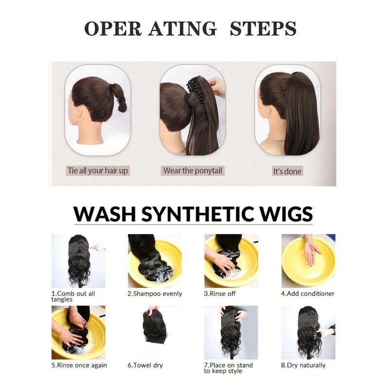 Ponytail Extensions Hair Long Water Wave Hair Heat Resistant Fiber Synthetic Hairpiece For Women Girls Party Daily Use 4