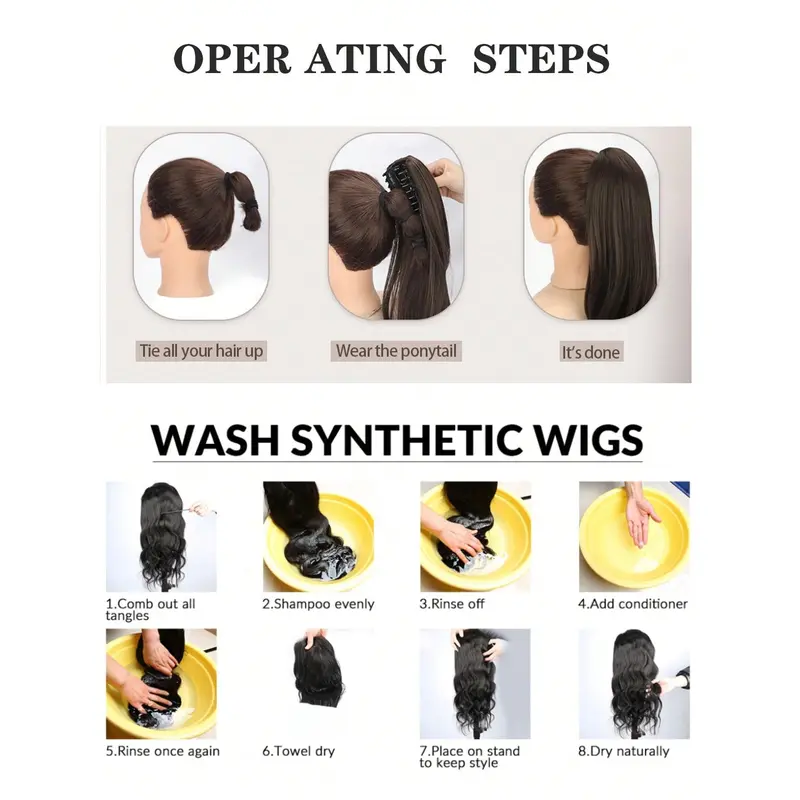 Ponytail Extensions Hair Long Water Wave Hair Heat Resistant Fiber Synthetic Hairpiece For Women Girls Party Daily Use 4