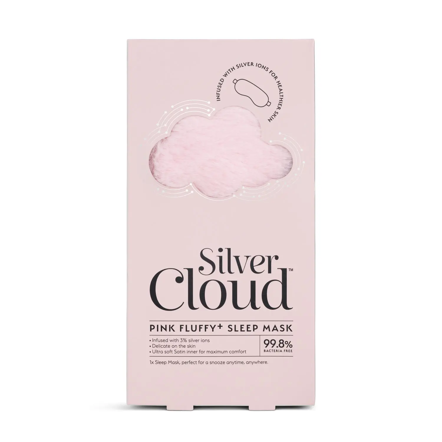 Silver Cloud Fluffy Sleep Mask Infused with Silver Ions – Pink