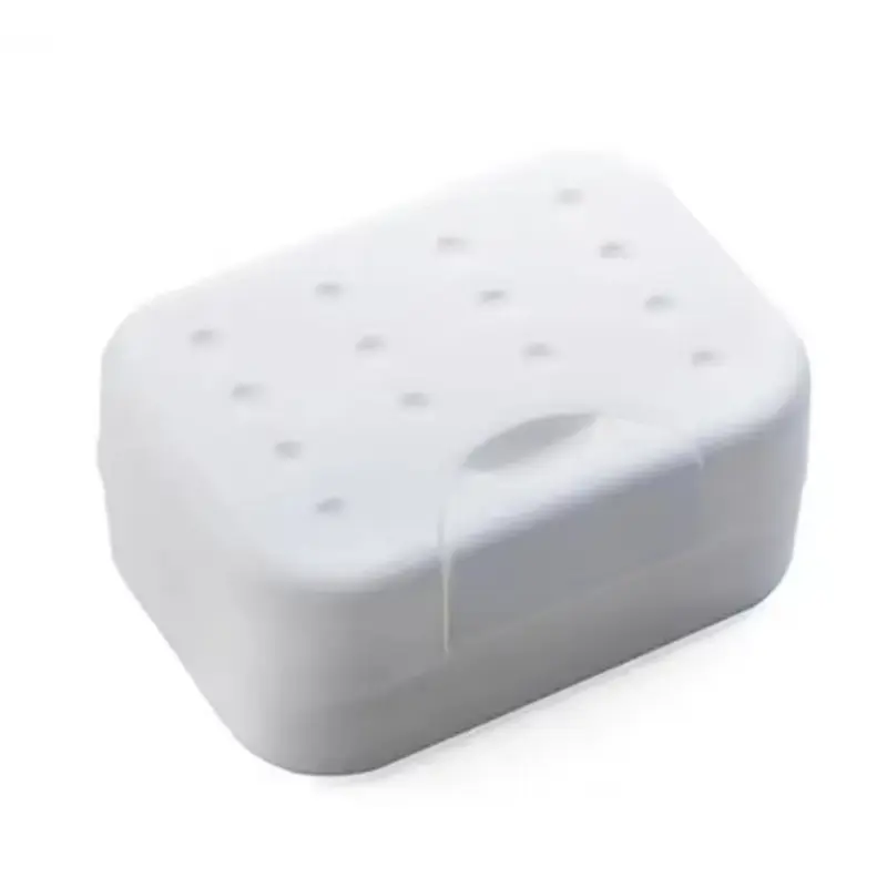 New Travel Soap Dish Box Case Holder Hygienic Easy To Carry Soap Holder Box Home Storage Organizer with Strainer Sponge White 7
