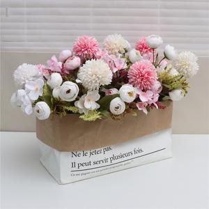 6pcs Artificial Silk Peony Small Flower Bouquet for Dining Party Decor(without vase)