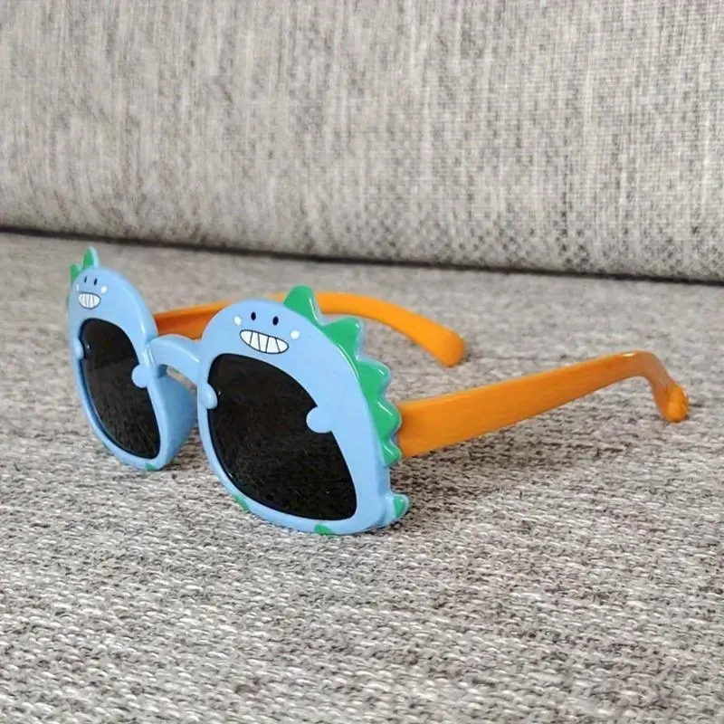 Adorable Dinosaur-Themed Youngsters' Fashion Glasses - Cute Cartoon Design with Purple Frame & Green Accents, Durable PC Material, Perfect for Boys & Girls 3