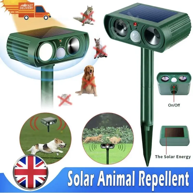Solar Ultrasonic Repeller for Dogs, Cats, Foxes and Pests - Garden Deterrent 1