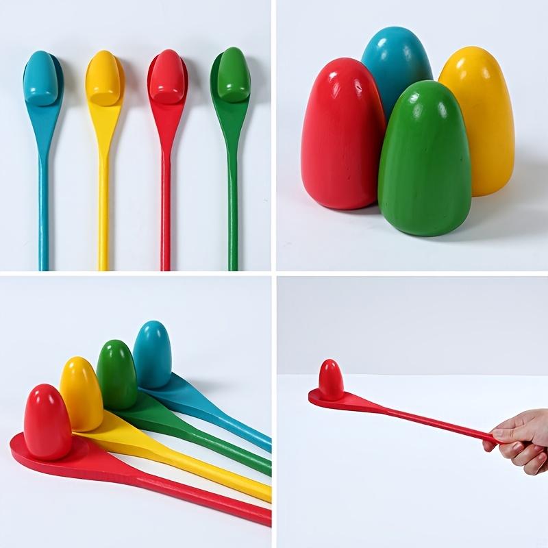 4 Sets Wooden Balance Spoons - Easter Egg Spoon Race Game Set for Party Decorations, Outdoor Fun Games, and Party Gifts, Party Supplies 6
