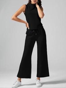 Women's Solid Tank Top & Pants Two-piece Set, Casual Comfy Sleeveless Top & Trousers for Daily Wear, Ladies Clothes for Summer, Womenswear, Loungewear, Tanktop, Homewear, Nightwear, Outfit