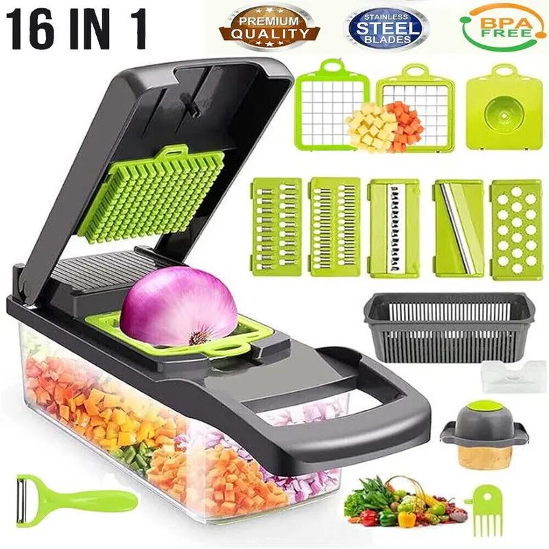 16 in 1 Vegetable Chopper Salad Fruit Mandolin Slicer Food Dicer Cutter Peeler. Kitchen Utensils 0
