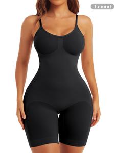 Women's Solid Adjustable Strap Scoop Neck Shapewear Jumpsuits, Adjustable Body Shaper, Leg Shaper, High Stretch Tummy Control Butt Lifting Shaper, Women's Shapewear for All Seasons
