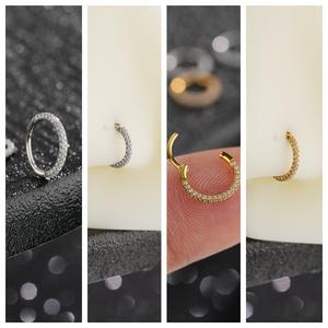 Oufer 20G Triple Sided AAAAA+ Grade CZ Gems Hinged Segment Nostril Nose Ear Piercing Hoop Ring 316L Stainless Steel Inner Diameter 6mm 7mm 8mm 9mm