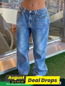 【Plus Size】Street Fashion Wide Leg Denim Pants, Casual Comfy Straight Leg Jeans for Daily Wear, Women's Denim Trouser for All Seasons, Streetwear Women, Womenswear, Slouchy Denim Jeans