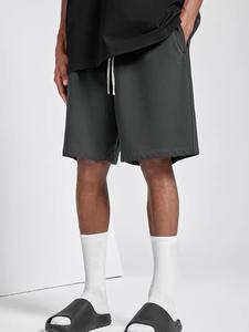 Men's Solid Color Side Pocket Drawstring Waist Shorts, Regular Fit Casual Comfy Breathable Shorts for Summer, Men's Bottoms for Daily Wear