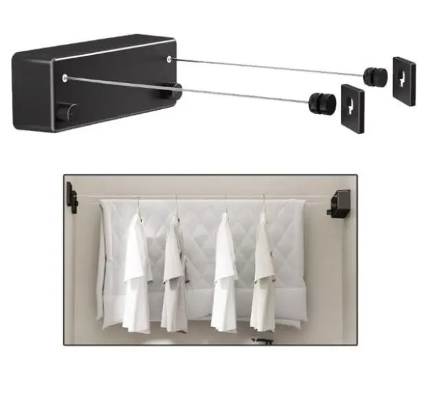 Heavy-Duty Retractable Clothesline - 4.2m Stainless Steel Wire - Easy Install - Indoor/Outdoor Use - Invisible - for Rental Balcony and Home - Laundry 0