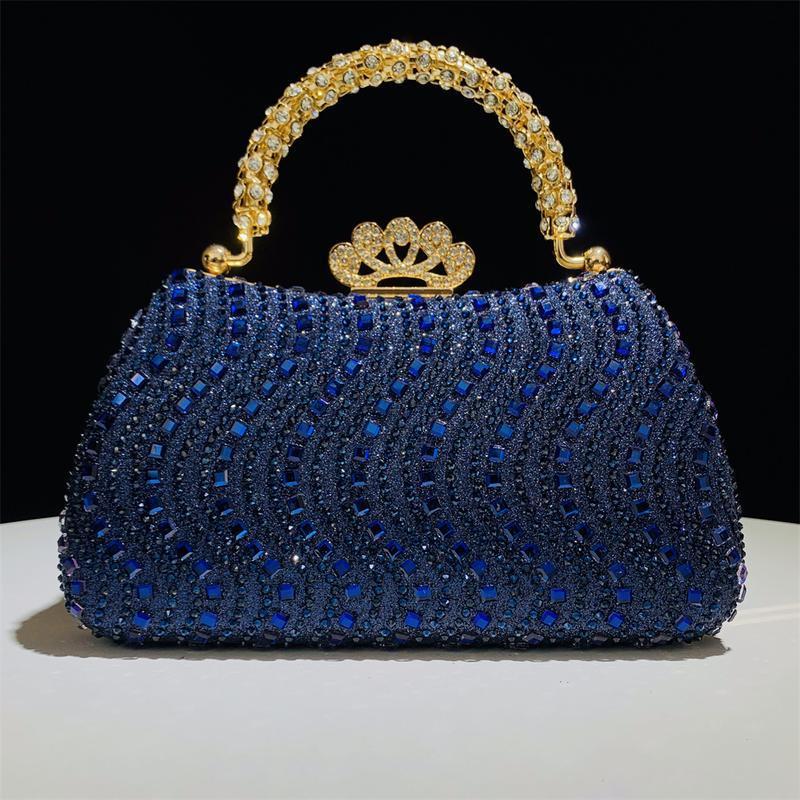 Fashion Banquet Hand Bagelegant S-shaped Hand Bag for Women Solid Color Striped Diamond Bags 6