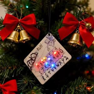 POP card light pendant, LED luminous card keychain, stylish and portable Stranger Things style warning lettering, Valentine's Day gift, Christmas gift, holiday gift.