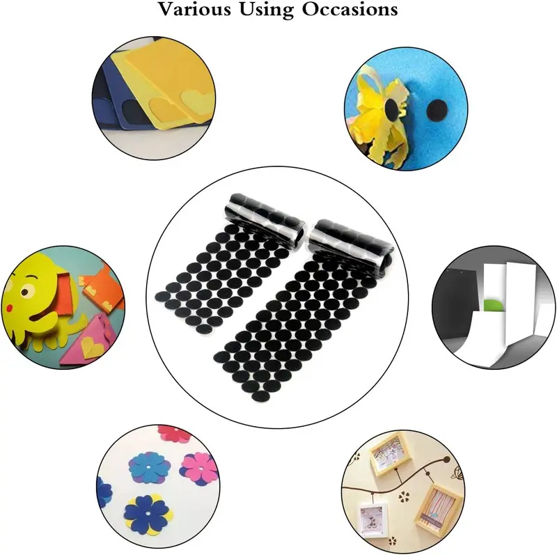 120pcs Round Velcro Dots, Self Adhesive Hook & Loop Coins, 13mm/21mm Reusable Fastening Dots, Strong Double Sided Sticky Back for Metal/Wood/Glass/Fabric/Plastic, White or Black, Peel & Stick Mounting, Washable Non-Slip Grip, Industrial Strength DIY Craft 5