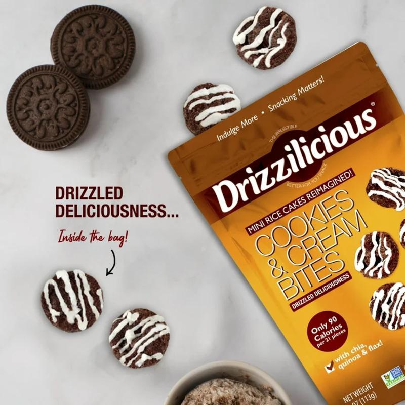 Drizzilicious Cookies & Cream 113g Mini Rice Cake Low Calories Snack Chocolate 4