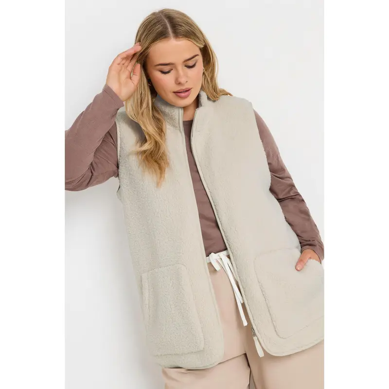 YOURS Curve Cream Teddy Borg Gilet 0