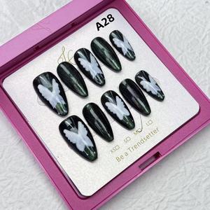 Laser cat’s eye almond handcrafted nail art is versatile and detachable for press on nails press  nails short  press  nails