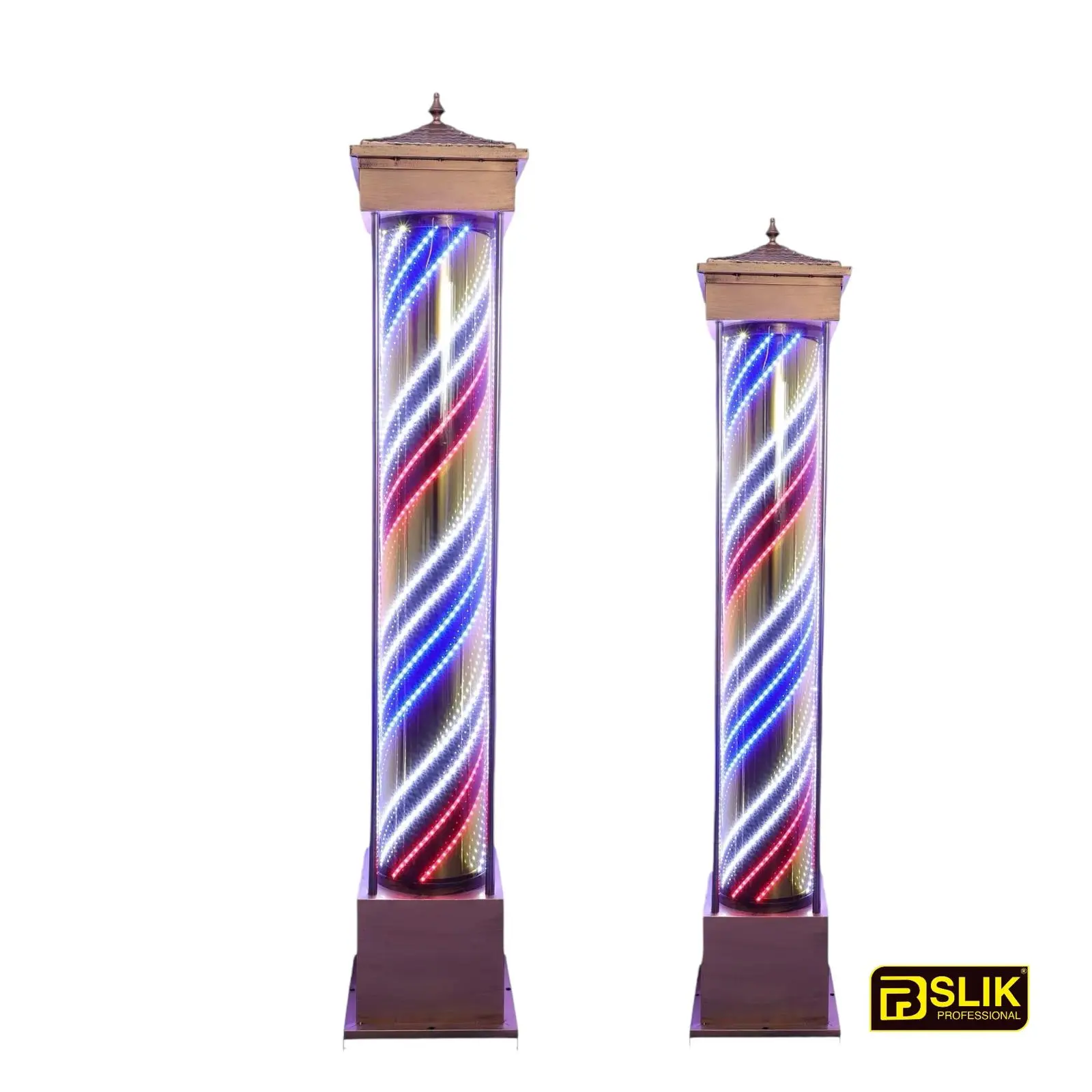 Floor Standing Glass Barber Pole Full Led Remote Control