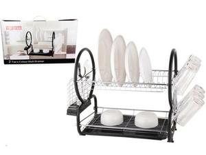Findfashion Tristar 2 Tier Dish Drainer Cutlery Rack with Drip Tray Black 53742 / D003 (Big Parcel Rate)