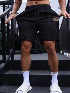 Men's Letter Patched Quick Drying Shorts, Loose Casual Breathable Comfortable Shorts, Men's Summer Bottoms for Daily Wear