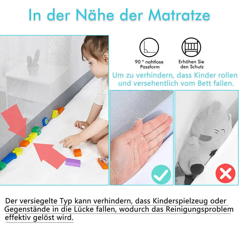 200cm Bed Safety Guard Folding Child Toddler Bed Rail Safety Protection Guard UK 2