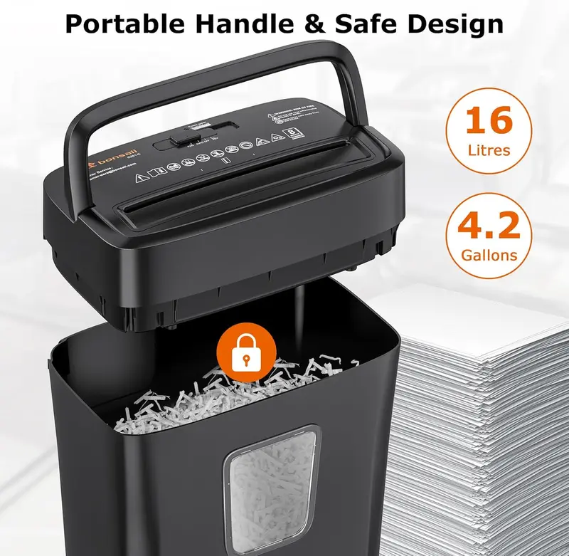 Bonsaii 8-Sheet Cross-Cut Shredder, P-4 Security, 16L Bin, Shreds Cards & Staples, C261-C 5