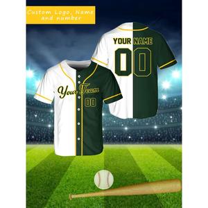 Free Customization of Name and Number Personalized Breathable V-neck Baseball Jacket Casual Short-sleeved Sportswear Button-down Style Top T-shirt Unisex