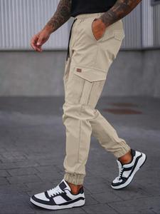 Men's Solid Flap Pocket Drawstring Waist Cargo Pants, Regular Fit Casual Street Fashion Trousers for Daily Wear, Men's Bottoms for All Seasons