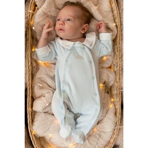 Velvet Baby Blue Jersey Jacquard All In One