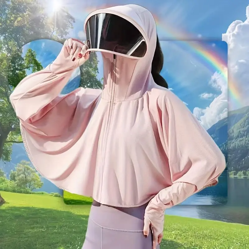 Women's Lightweight Breathable Sun Protection Jacket with Hood - Summer 2024 Collection, Ice Silky Fiber Fabric, Elastic Fit, White, UV Shield for Outdoor Activities & Cycling, Sun Protection Clothing 7