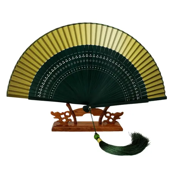 Elegant Six-Fan Folding Bamboo Silk Fan - Stylish Daily Use Accessory 4
