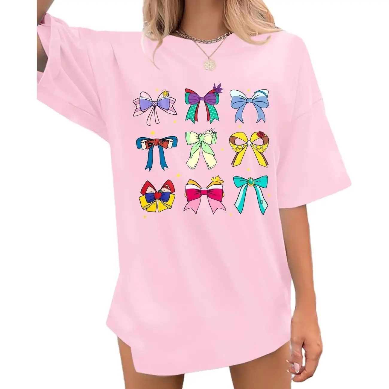 Magic Kingdom Shirts for Women Bow Shirt Coquette Aesthetic Tshirt Princess Tee Oversized Holiday Vacation Tops