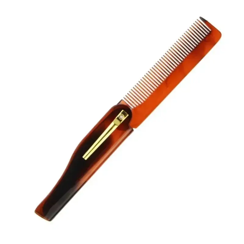 New Design Foldable Hair Comb Pocket Clip Moustache Beard Styling Tool Hairdressing for Men Women Combs 4