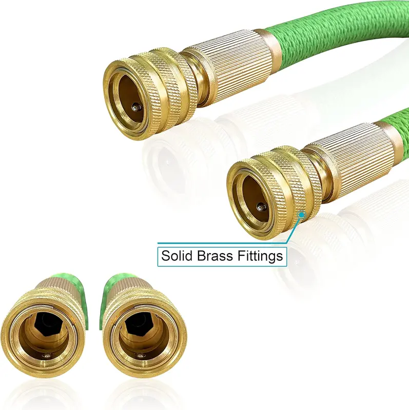 NGreen Expandable Garden Hose Pipe - Strength Durable Fabric and 12-Layer Latex Inner Tube, Lightweight Easy Storage Kink Free Water Hose, Leakproof Solid Brass Fittings with Nozzle 75FT/22M 6
