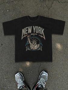 Men's Letter Print Round Neck Tee, Casual Short Sleeve Crew Neck T-shirt for Summer, Fashion Men's Top for Daily Wear, Tropical