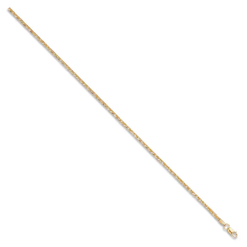 9ct Yellow Gold 2mm Diamond Cut Square Spiga Chain Various Lengths (0537) 2