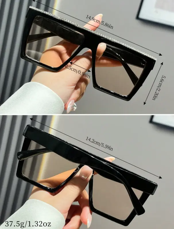 Flat-Top Sunglasses – Bold D-Frame Shades with Studded Plastic Frame 4