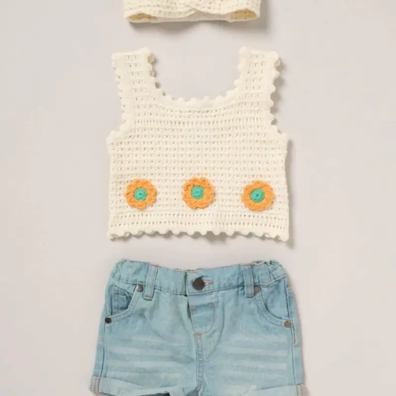 Girls Crochet Top and Short Set for Comfortable Summer Days - Blouse, Shirts, Womenswear, Sleeveless 2 toddler girl 0