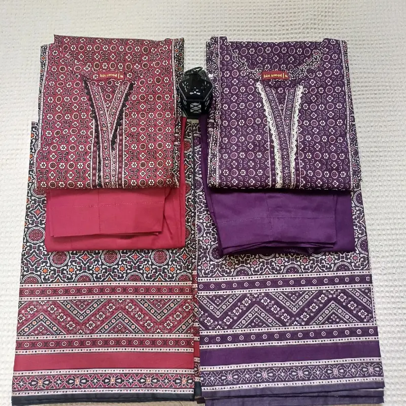 3pc binsaeed beautiful printed- Summer Lawn Collection M and Large Available with Trousers 0