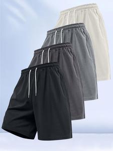 Men's Solid Corduroy Shorts, Casual Loose Fit Drawstring Waist Shorts for Summer, Men's Bottoms for Daily Wear