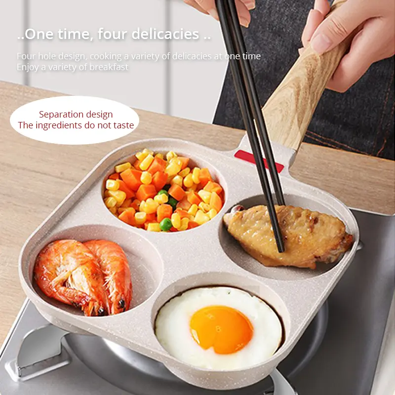 Fried Egg Burger Machine Frying Pan Non-Stick Surface Household Four Hole Breakfast Pan Fried Egg Divine Tool Pancake Pan 0
