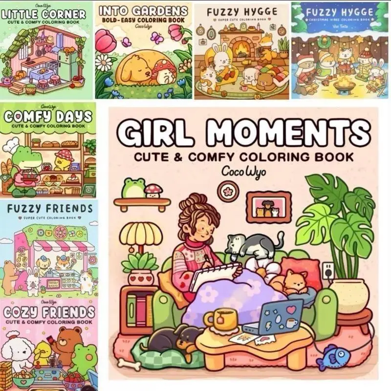 8 Pack Coco Wyo Coloring Book for Adults and Teens - Featuring Adorable Creepy Creatures - Festival Gifts cozy friends