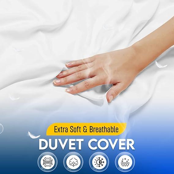 Luxury 100% Egyptian Cotton Duvet Quilt Cover Bedding Sets, Hotel Quality 200 Thread Count Duvet Set with Pillowcases, Super Soft Non-Iron Easy-care Long Staple with Button Closure Machine Washable Duvet Cover Set Single Double King Super King Sizes 3