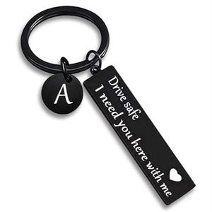 Drive Safe Keychain, Stainless Steel Keychain, Lightweight Keychain, 1 Count Letter Pattern Keychain, Valentine’s Day and Birthday Gift for Boyfriend, Outdoor Accessories