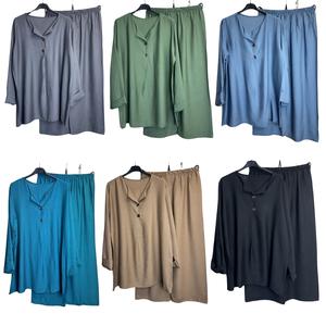 Ladies Summer Coord Set 2 Button Detail Top and Trousers Size 8-16