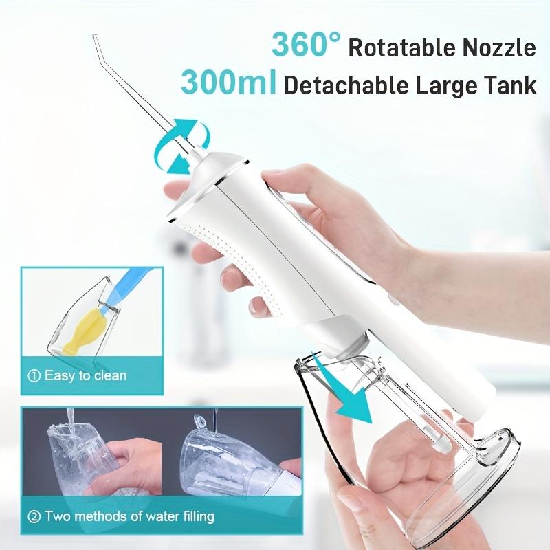 Portable Water Flosser, Cordless Oral Irrigator with Toothpick, USB Rechargeable Dental Flosser, 1500mAh Lithium Battery, Unscented, 4V Max, for Oral Care and Quartz Powder Cleaning - 2Color 2