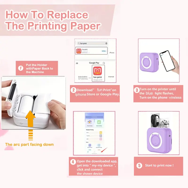 Portable Mini printer,thermal pocket Label  printer, for Android or IOS APP UK~ label  printers puh  prints 4