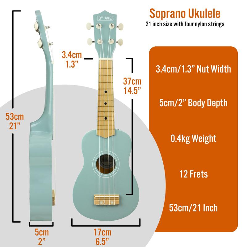 3rd Avenue Pastel Soprano Ukulele with Bag 3